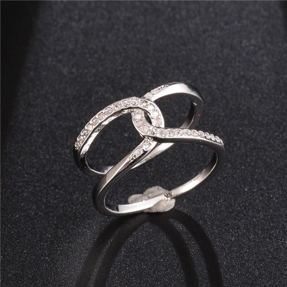 Infinity 925 Silver Ring Round Cut White Sapphire - Picture 3 of 3